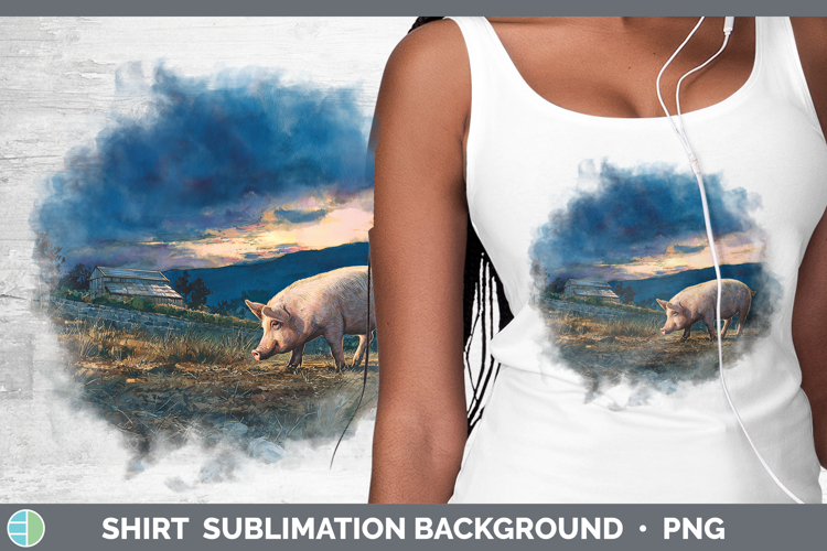 Pig Farm Sunset Shirt Sublimation Design