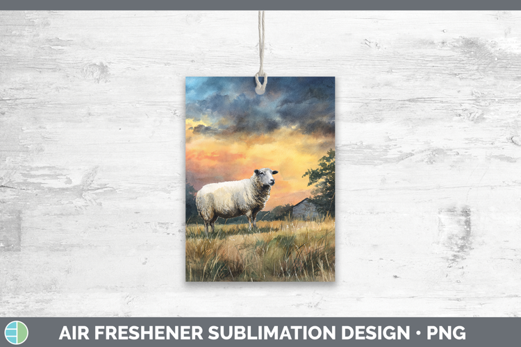 Sheep Farm Sunset Air Freshener Sublimation Design