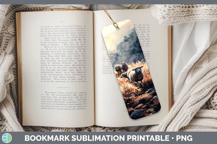 Sheep Farm Sunset Bookmark Sublimation Design