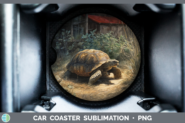 Tortoise Farm Sunset Car Coaster Sublimation Design