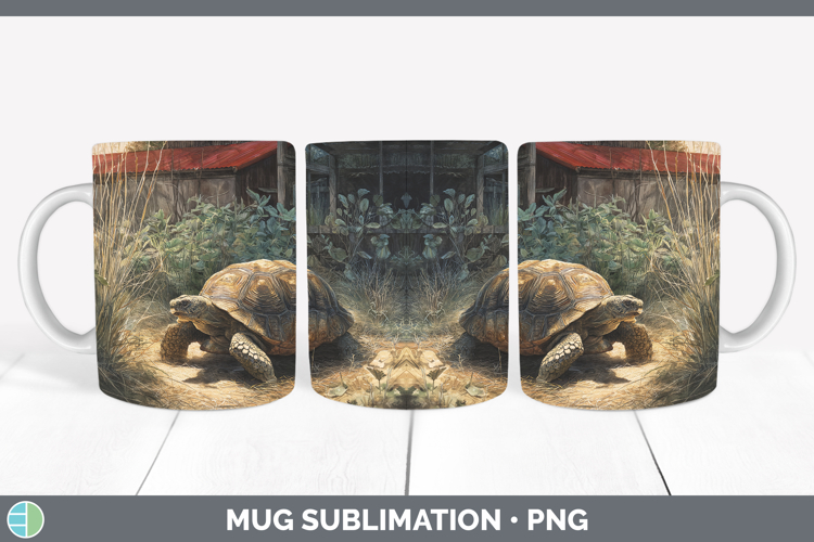 Tortoise Farm Sunset Mug Wrap Sublimation Design