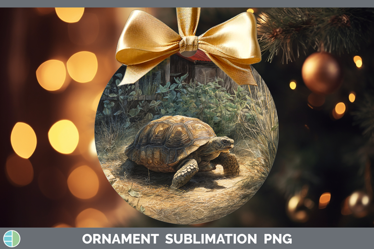 Tortoise Farm Sunset Ornament Sublimation Design
