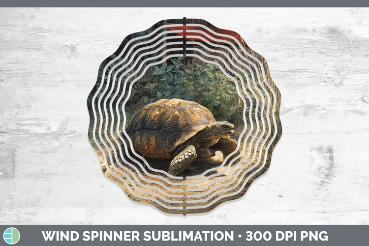 Tortoise Farm Sunset Wind Spinner Sublimation Design