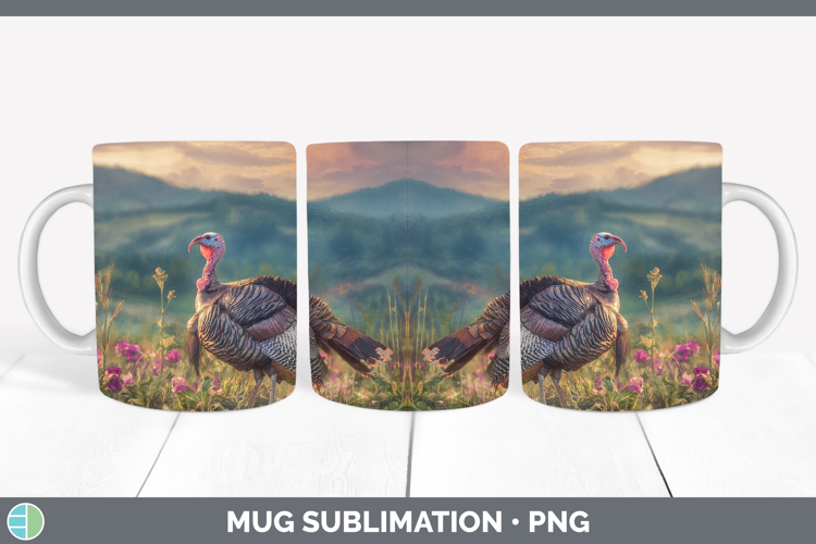 Turkey Farm Sunset Mug Wrap Sublimation Design