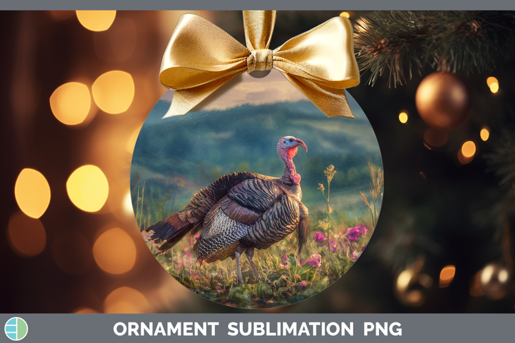 Turkey Farm Sunset Ornament Sublimation Design