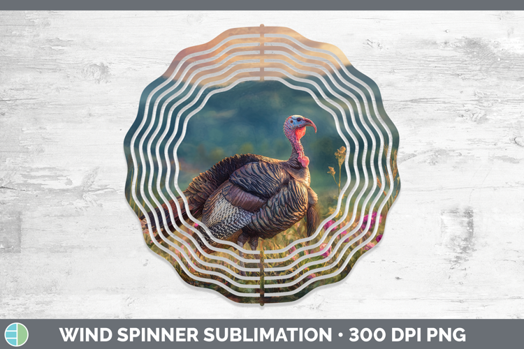 Turkey Farm Sunset Wind Spinner Sublimation Design