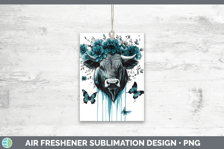Bull Farm Teal Drips Air Freshener Sublimation Design