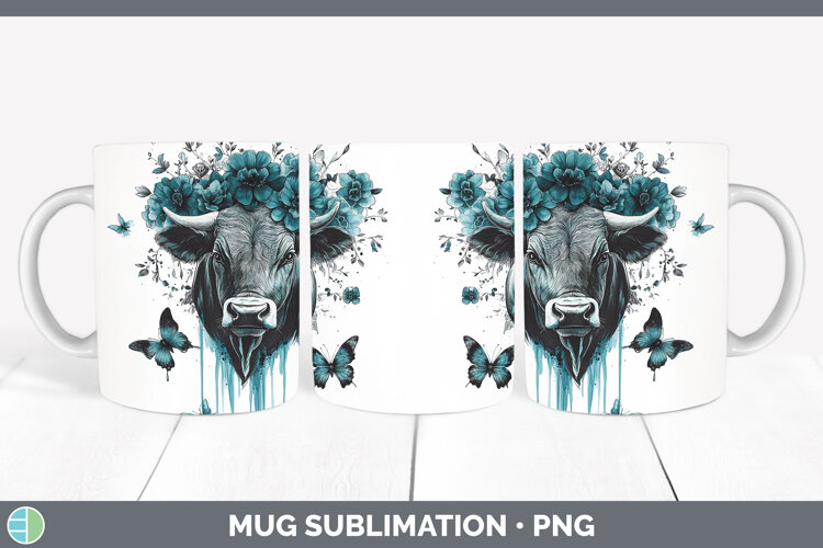 GorgeousFarm Teal Drips Mug Wrap design.