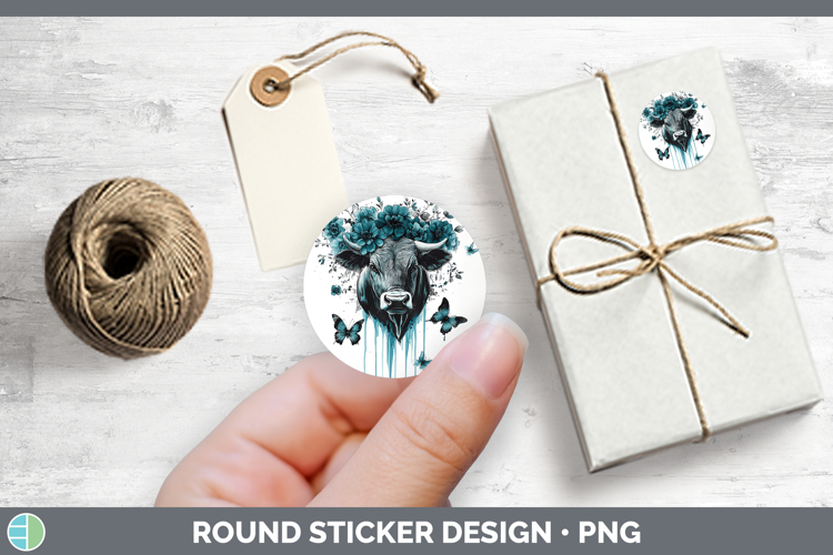 Bull Farm Teal Drips Stickers Design