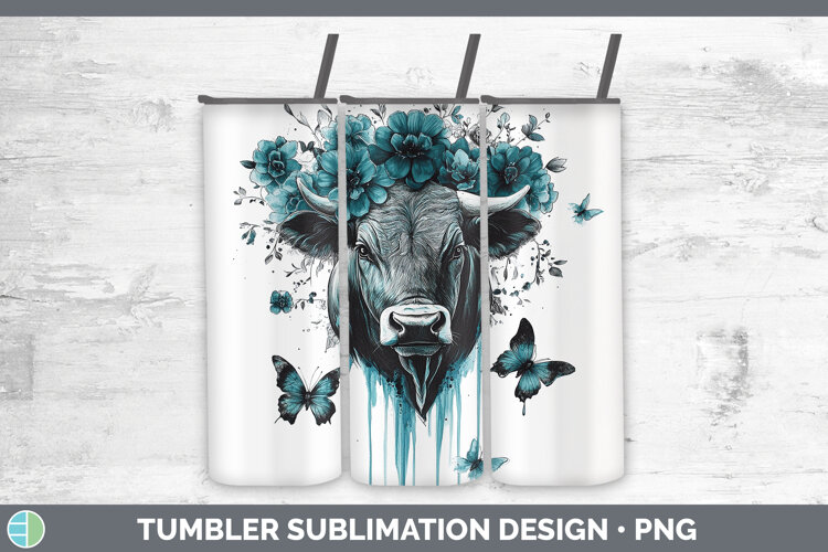GorgeousFarm Teal Drips Tumbler design.