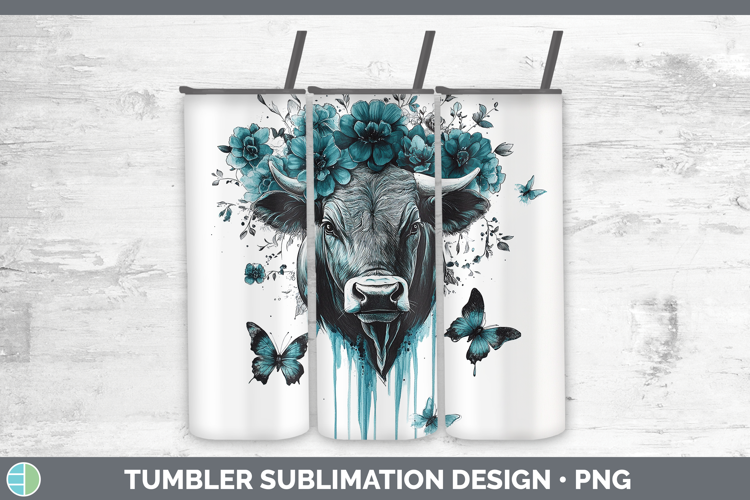 Bull Farm Teal Drips Tumbler Sublimation Design