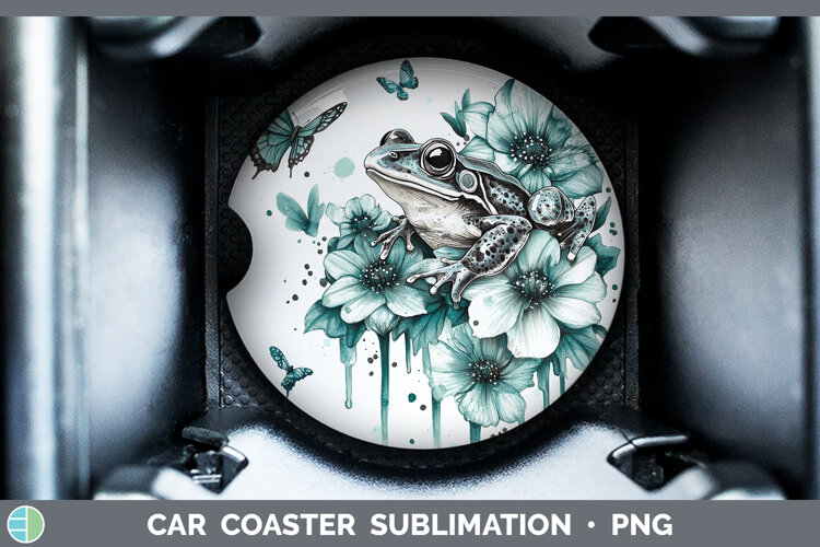 GorgeousFarm Teal Drips Car Coaster design.