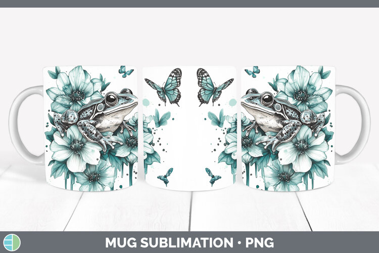 GorgeousFarm Teal Drips Mug Wrap design.