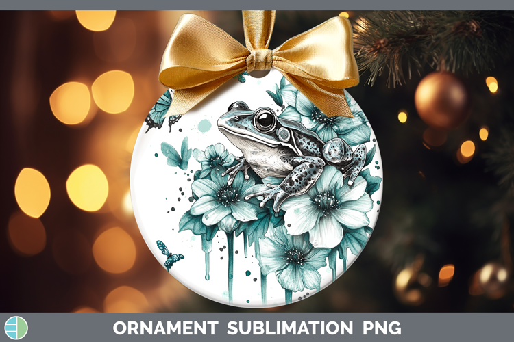 Bullfrog Farm Teal Drips Ornament Sublimation Design