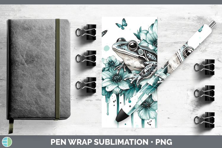 Bullfrog Farm Teal Drips Pen Wrap Sublimation Design