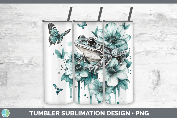 Bullfrog Farm Teal Drips Tumbler Sublimation Design
