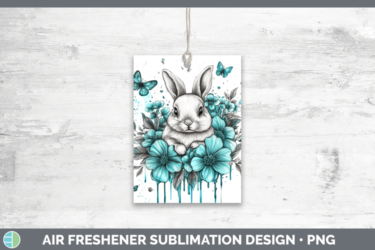 Bunny Farm Teal Drips Air Freshener Sublimation Design