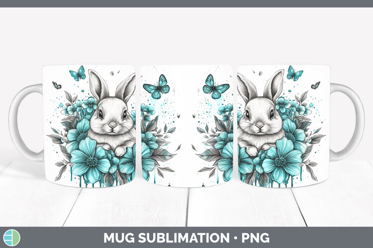GorgeousFarm Teal Drips Mug Wrap design.