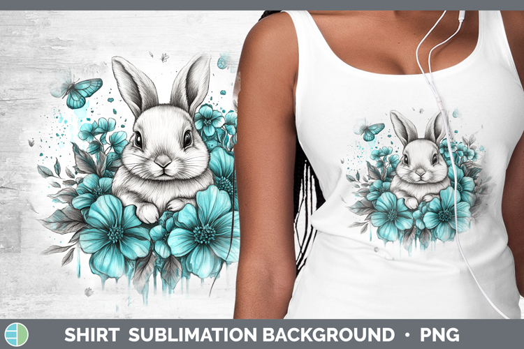 Bunny Farm Teal Drips Shirt Sublimation Design