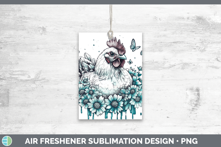 Chicken Farm Teal Drips Air Freshener Sublimation Design