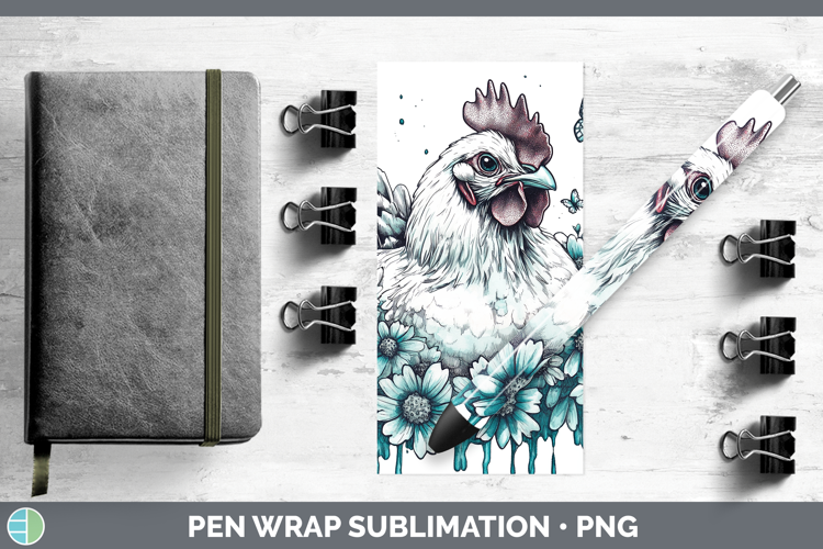 Chicken Farm Teal Drips Pen Wrap Sublimation Design