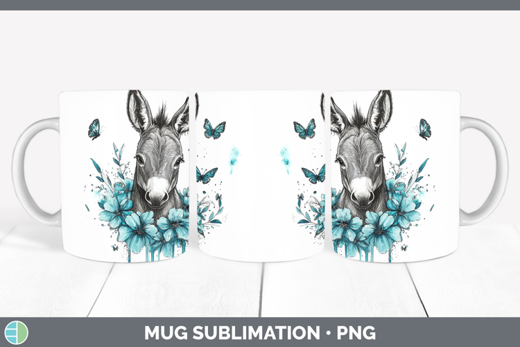 Donkey Farm Teal Drips Mug Wrap Sublimation Design