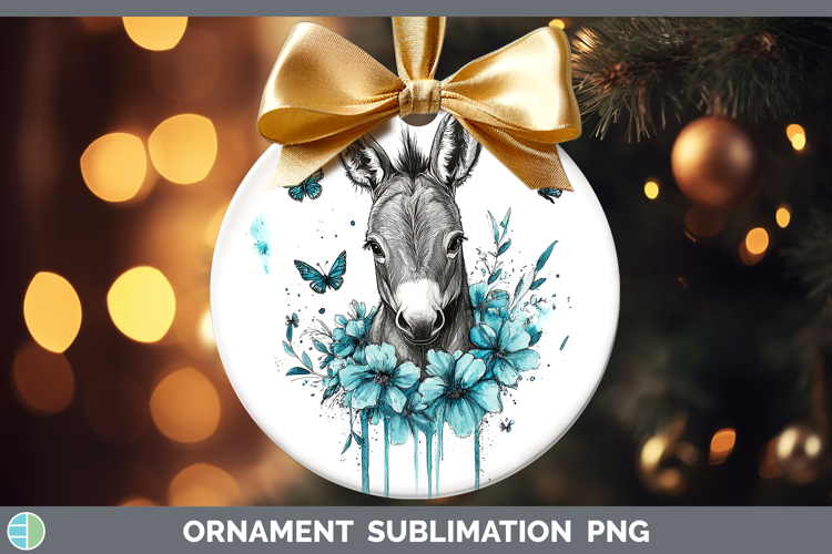 Donkey Farm Teal Drips Ornament Sublimation Design