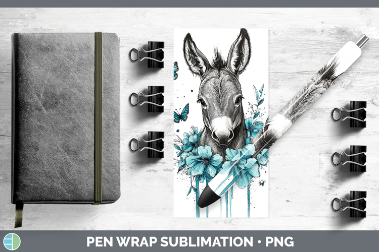 Donkey Farm Teal Drips Pen Wrap Sublimation Design