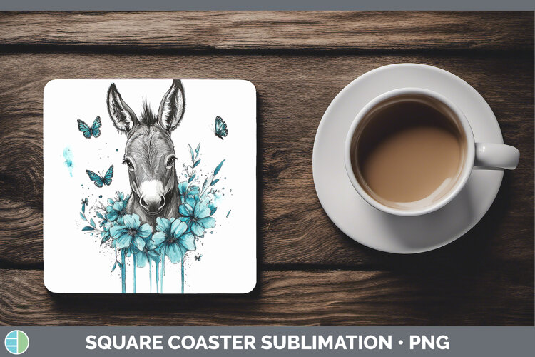 GorgeousFarm Teal Drips Square Coaster design.