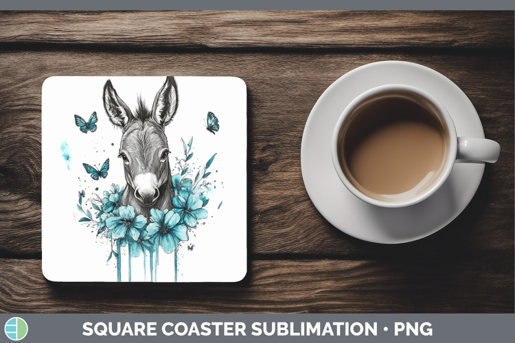 Donkey Farm Teal Drips Square Coaster Sublimation Design