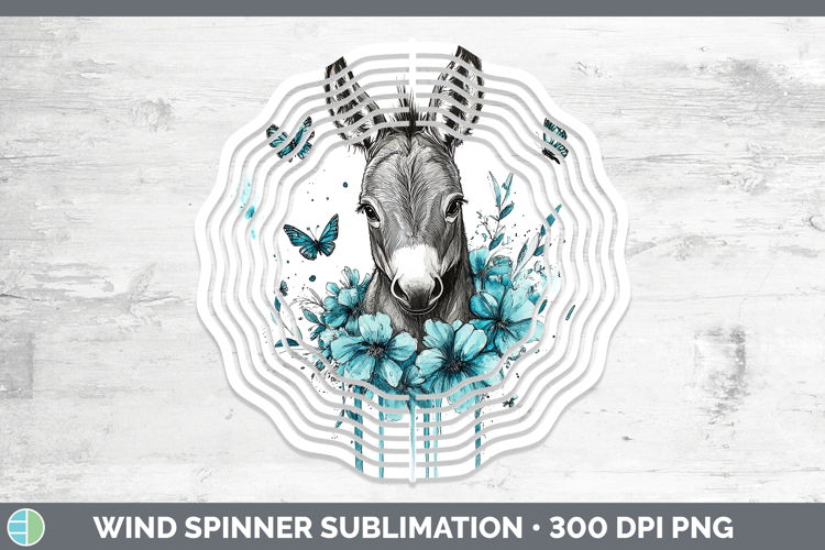 Donkey Farm Teal Drips Wind Spinner Sublimation Design