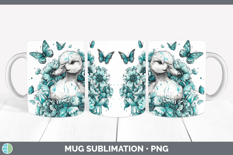Duck Farm Teal Drips Mug Wrap Sublimation Design