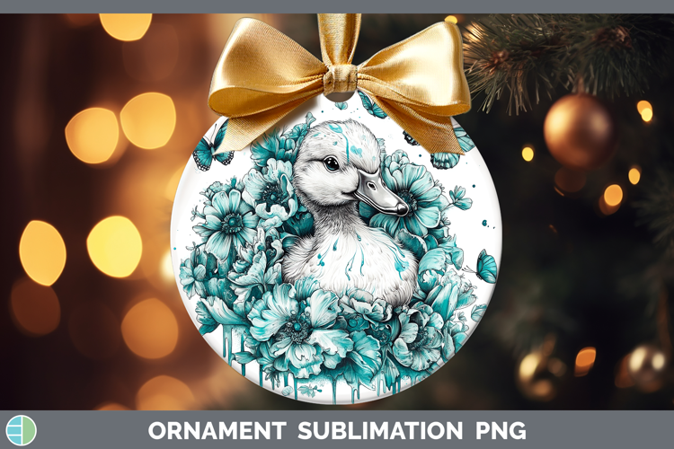 Duck Farm Teal Drips Ornament Sublimation Design