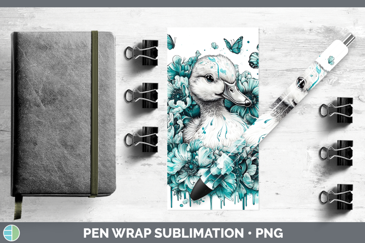 Duck Farm Teal Drips Pen Wrap Sublimation Design