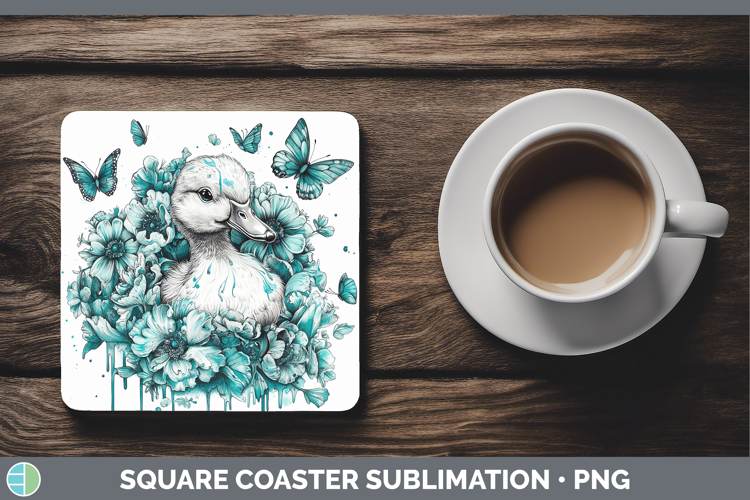 Duck Farm Teal Drips Square Coaster Sublimation Design