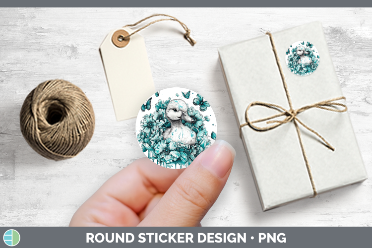 Duck Farm Teal Drips Stickers Design