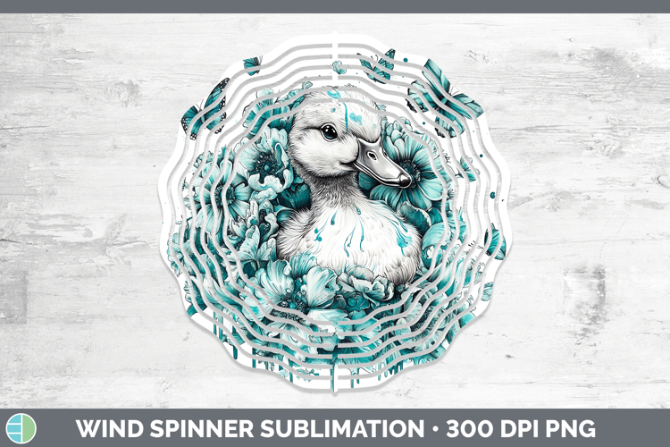 Duck Farm Teal Drips Wind Spinner Sublimation Design
