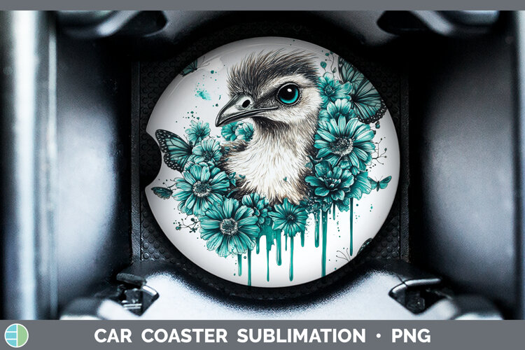 GorgeousFarm Teal Drips Car Coaster design.