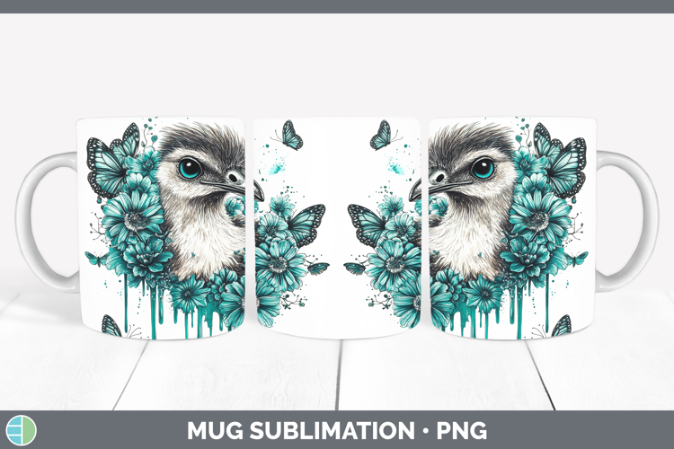 Emu Farm Teal Drips Mug Wrap Sublimation Design
