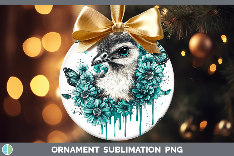 Emu Farm Teal Drips Ornament Sublimation Design