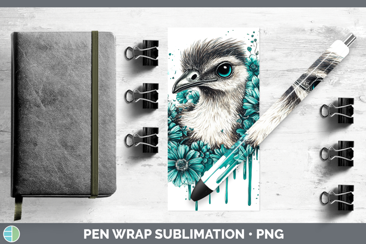Emu Farm Teal Drips Pen Wrap Sublimation Design