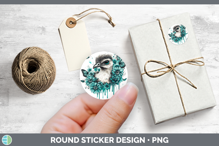Emu Farm Teal Drips Stickers Design