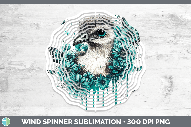 Emu Farm Teal Drips Wind Spinner Sublimation Design