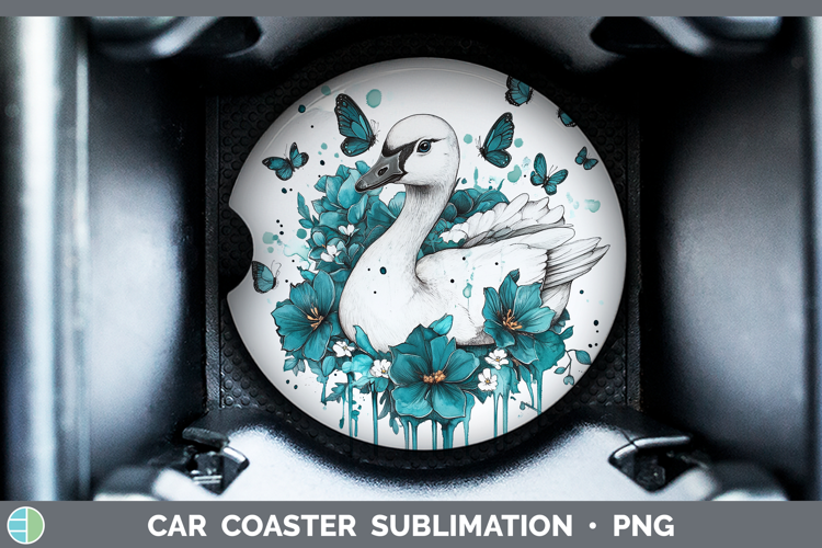 Goose Farm Teal Drips Car Coaster Sublimation Design