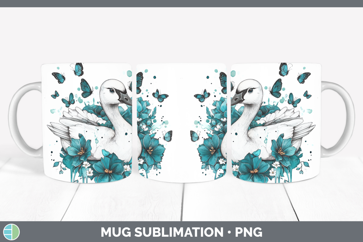 Goose Farm Teal Drips Mug Wrap Sublimation Design