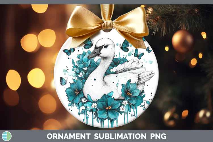 Goose Farm Teal Drips Ornament Sublimation Design