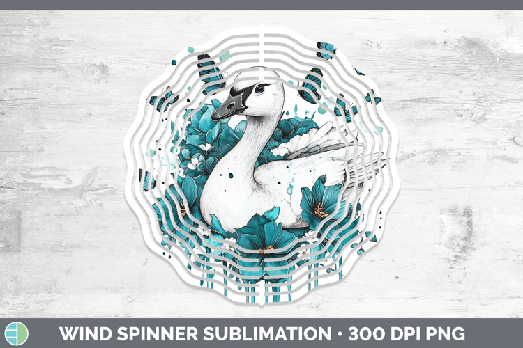 Goose Farm Teal Drips Wind Spinner Sublimation Design