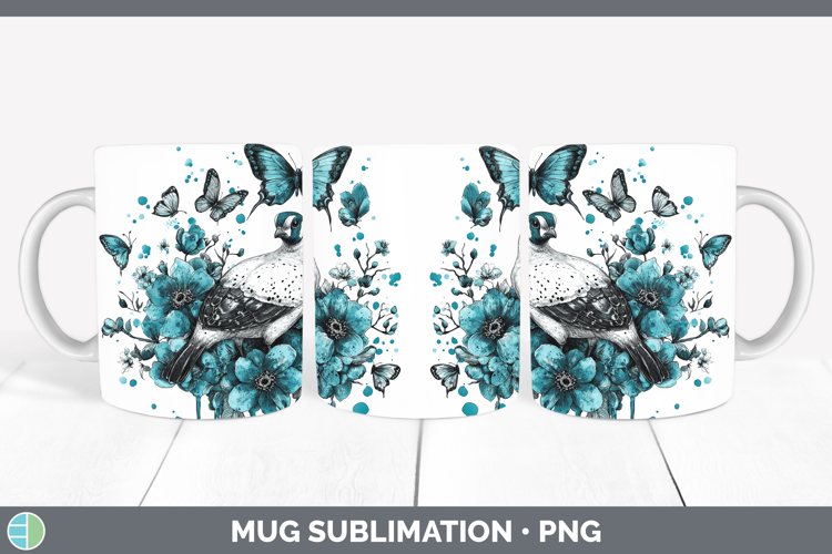 Guinea Hen Farm Teal Drips Mug Wrap Sublimation Design