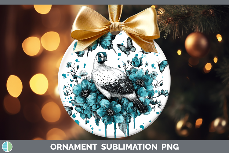 Guinea Hen Farm Teal Drips Ornament Sublimation Design