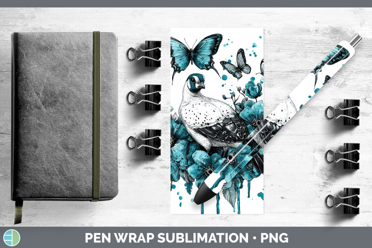 GorgeousFarm Teal Drips Pen Wrap design.